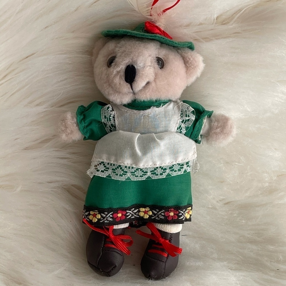 Vintage German Teddy Bear Holiday Ornament |gerhardshofen| plush|outfit